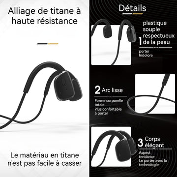 Casque conduction osseuse 8 heures d'utilisation continue mémoire intégrée 16 Go pour stocker de musique peut être plié à volonté